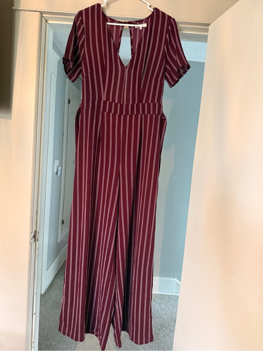 Maurice’s Striped Burgundy Jumpsuit
